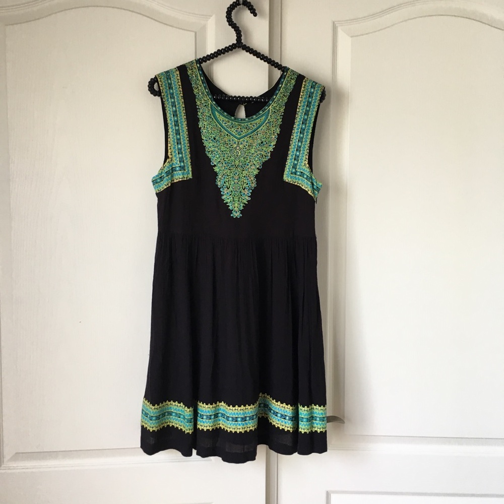 Free People black and green mini dress